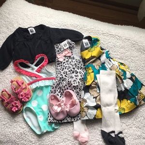 Baby girl bundle dresses, shoes, & swimsuit